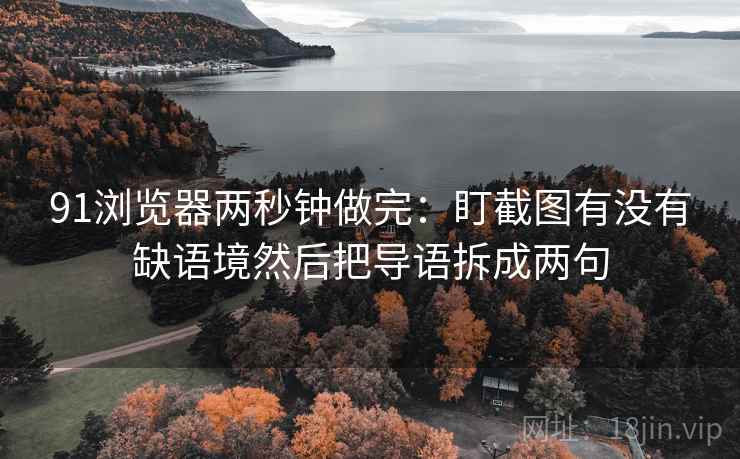 91浏览器两秒钟做完：盯截图有没有缺语境然后把导语拆成两句